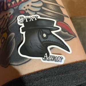 Stay Away plague doctor sticker